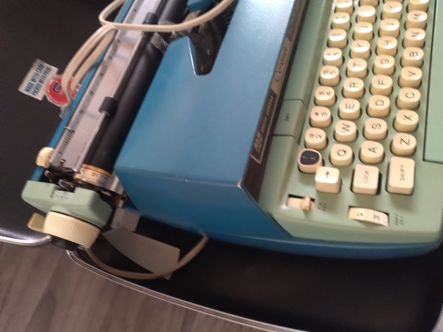 Vintage Smith Corona Portable Typewriter Electric Automatic 12 Blue Green TESTED