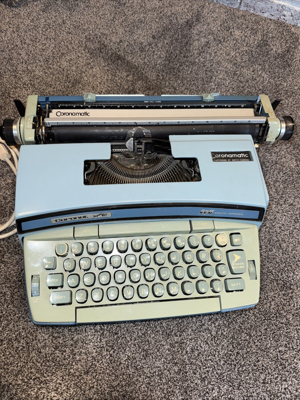 Smith-Corona Coronet Super 12 Vintage Portable Electric Typewriter w/Case Works