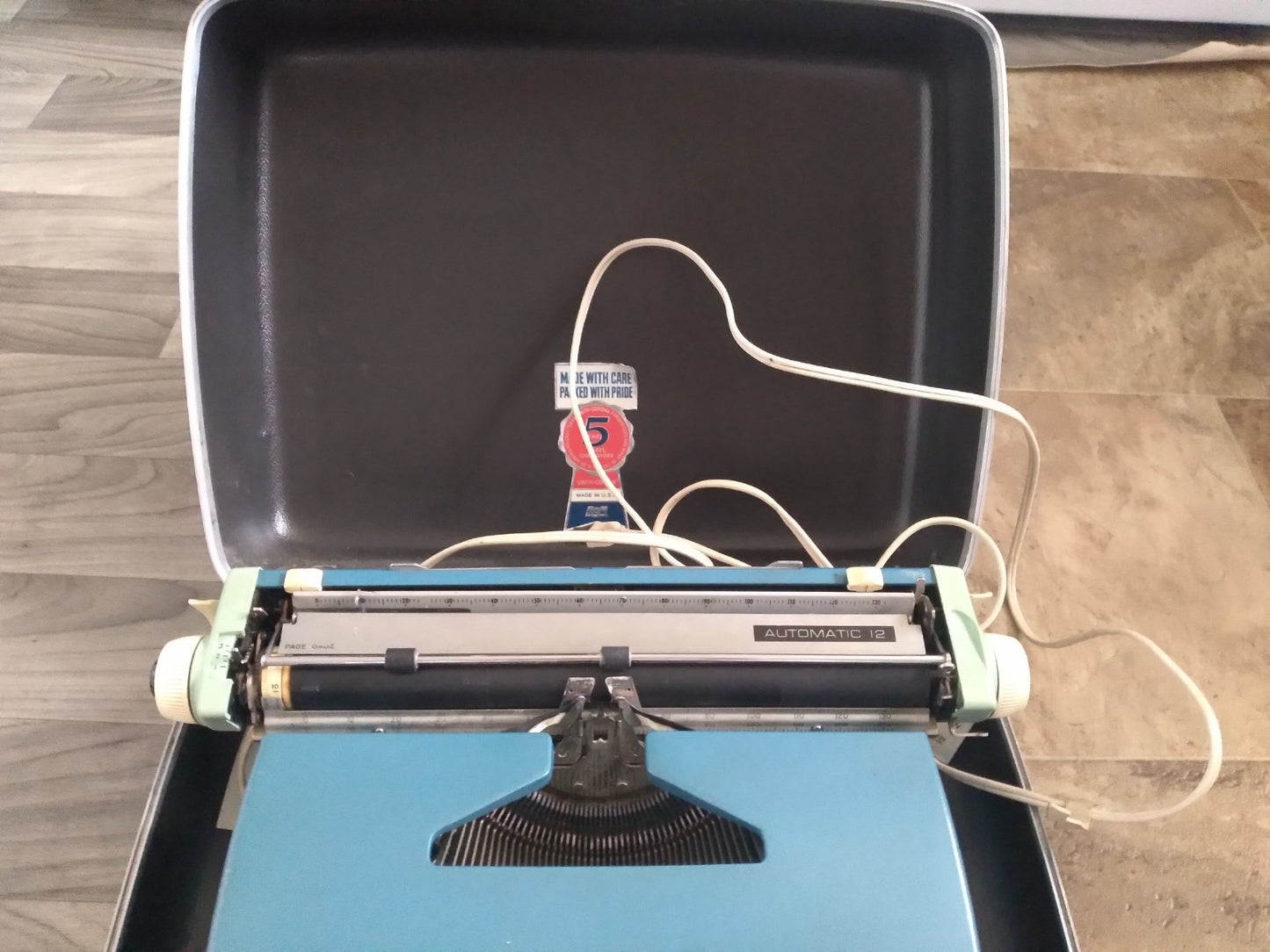 Vintage Smith Corona Portable Typewriter Electric Automatic 12 Blue Green TESTED