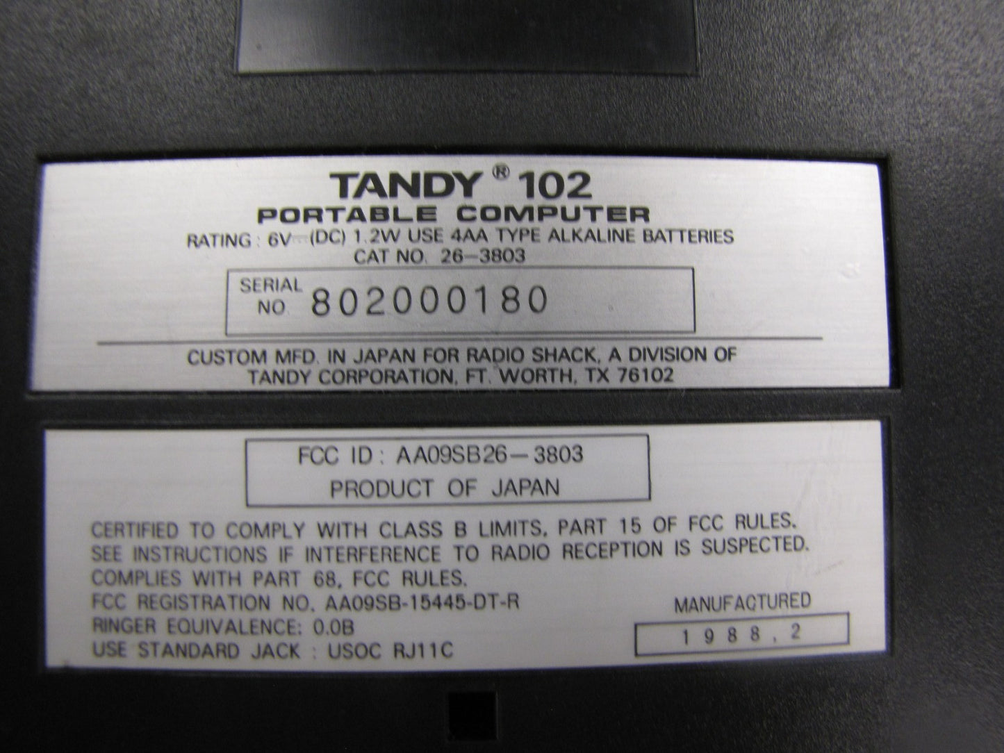 Vintage Tandy 102 Portable Computer #26-3803 30K RAM -Tested & Working-NICE! MW8