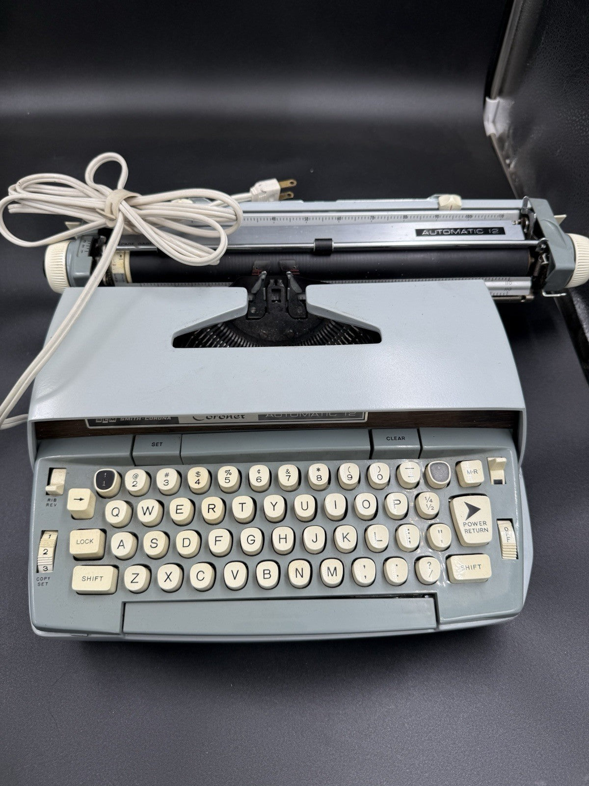 VTG Smith-Corona Coronet Automatic 12 Electric Typewriter 2-Tone Grey Works