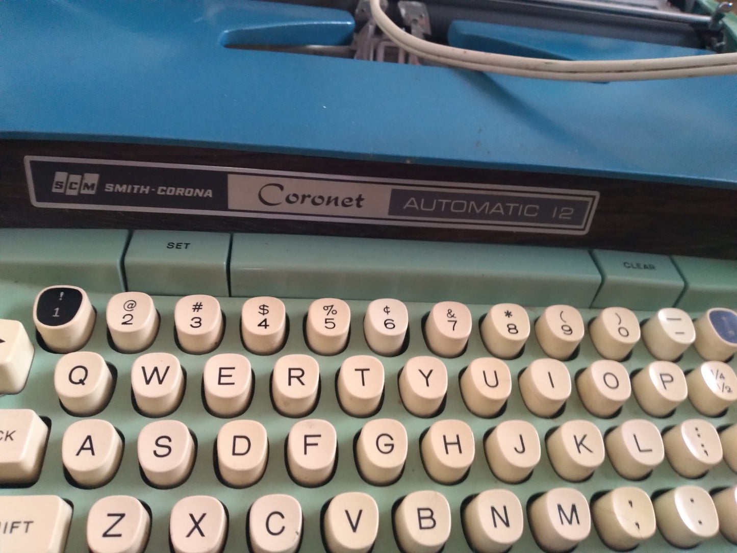 Vintage Smith Corona Portable Typewriter Electric Automatic 12 Blue Green TESTED