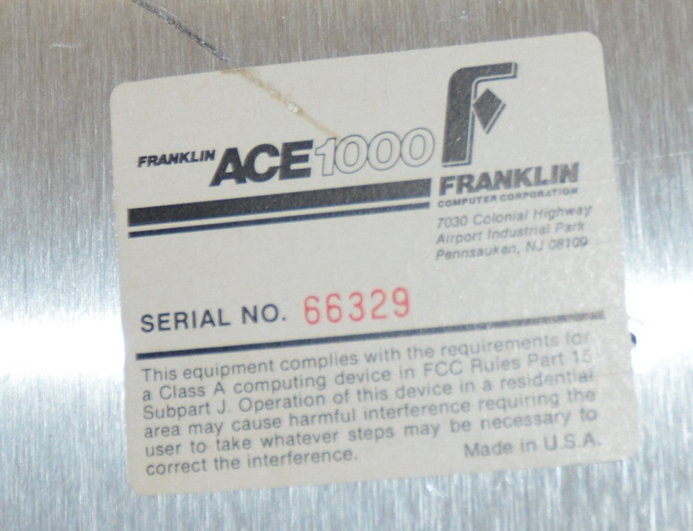 Franklin Ace 1000 Plus Vintage Computer Working Apple II Clone