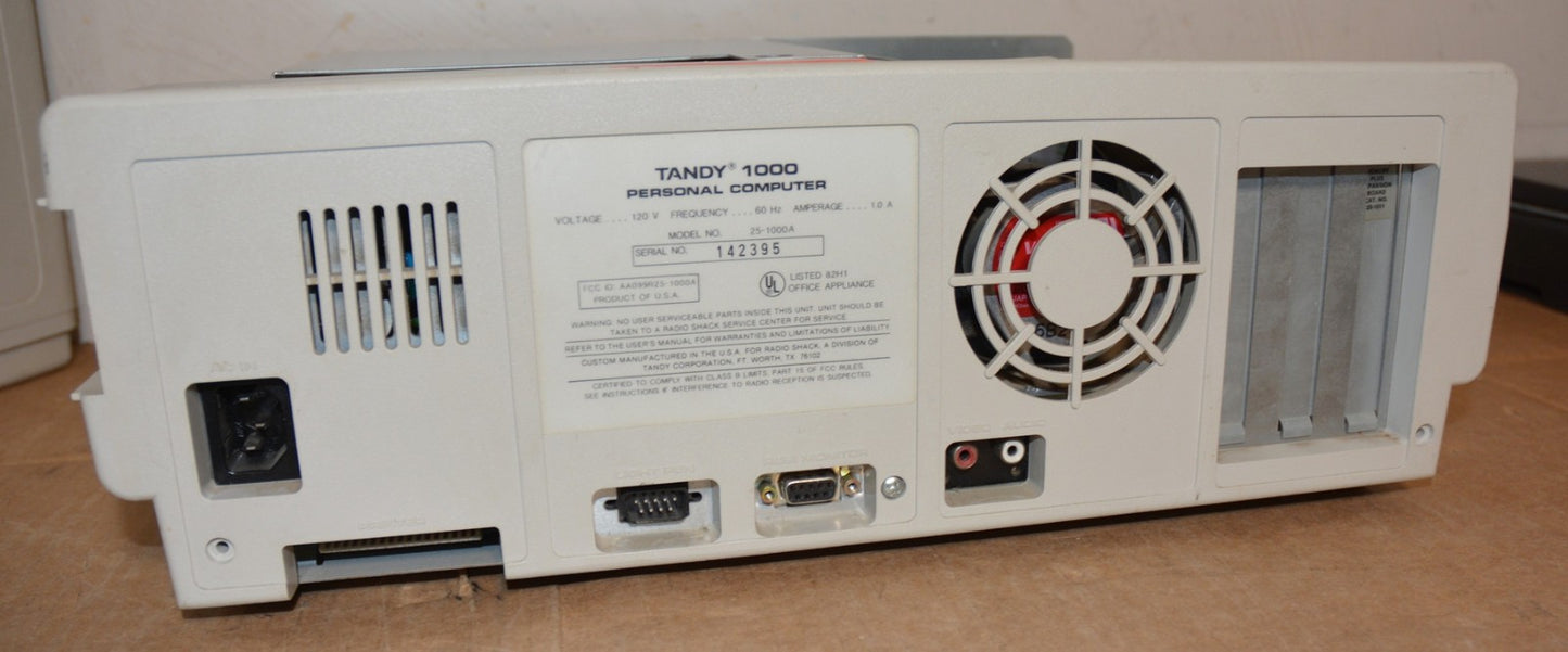 Tandy 1000 Vintage PC Working DOS w/ Keyboard Dual 5.25 Disk Drives