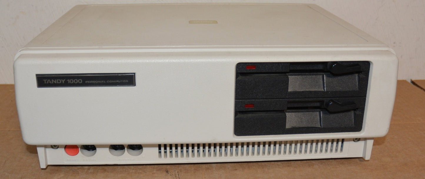 Tandy 1000 Vintage PC Working DOS w/ Keyboard Dual 5.25 Disk Drives